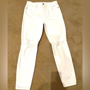 CURRENT ELLIOT  white denim straight leg jeans